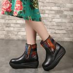 S031 Winter new fleece warm leather women's boots original leather hit color