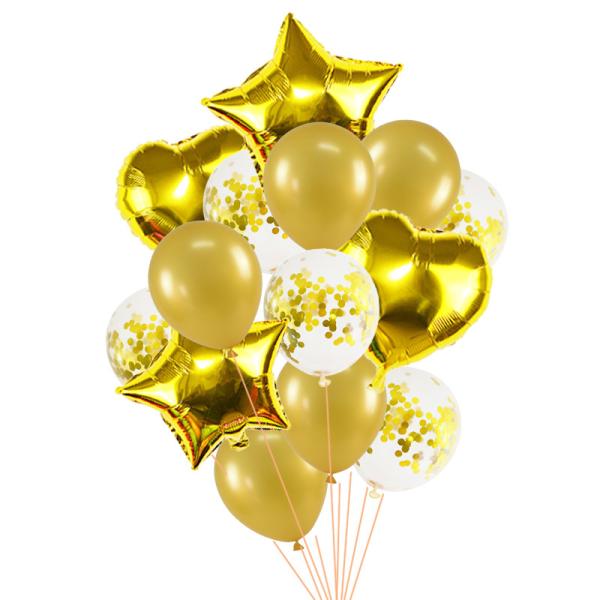 14pcs/set 18inch Heart Star Foil Balloons 12inch Latex Confetti Helium Air Ball