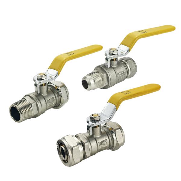 Brass Gas Valve With SAI GLOBAL AS4617-2004 Certification And Yellow /