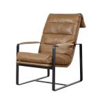 Light Brown Leather Upholstered Chair , Modern Leisure Chair Thick Steel Frame
