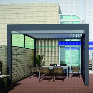 China Waterproof Metal Gazebo Electric Flip Louvers Aluminium Pergola With Louvered Roof factory