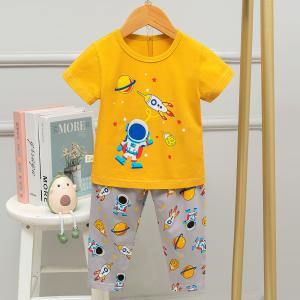 China Astronaut Pattern Kids Sleeping Suits Summer skin friendly Short Sleeve Lounge Set factory