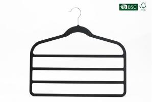 China Betterall Three Tiers Space Saving Thin Black Velvet Hangers Betterall Functional Hanger for Ties and Scarves factory