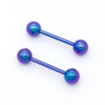Rainbow 14G Nipple Piercing Jewelry 15mm Surgical Steel Nipple Rings