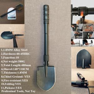 China Professional China Tri-Fold Shovel (408C) Black Matte surface most durable and multifuction hand tool factory
