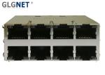 2x4 Stacked RJ45 Multiple Port Connectors Magnetics With LEDs 1000 Base T