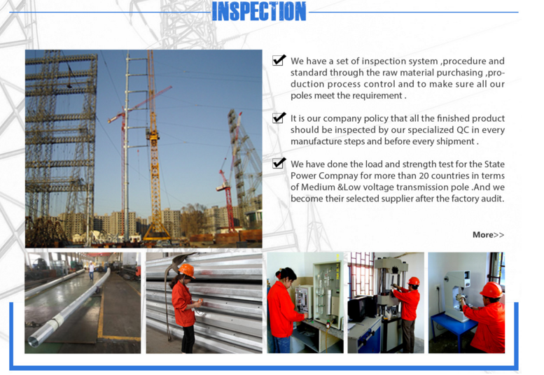 Length 14m 15m Electric Utility Pole Q355 Hot Rolled Steel