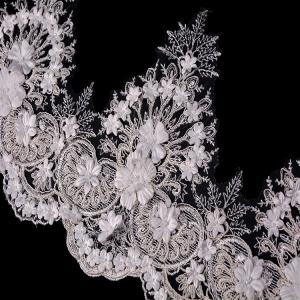 China Handmade 80% Nylon Lace Trim / Guipure Lace Trim Knitted With Beads factory