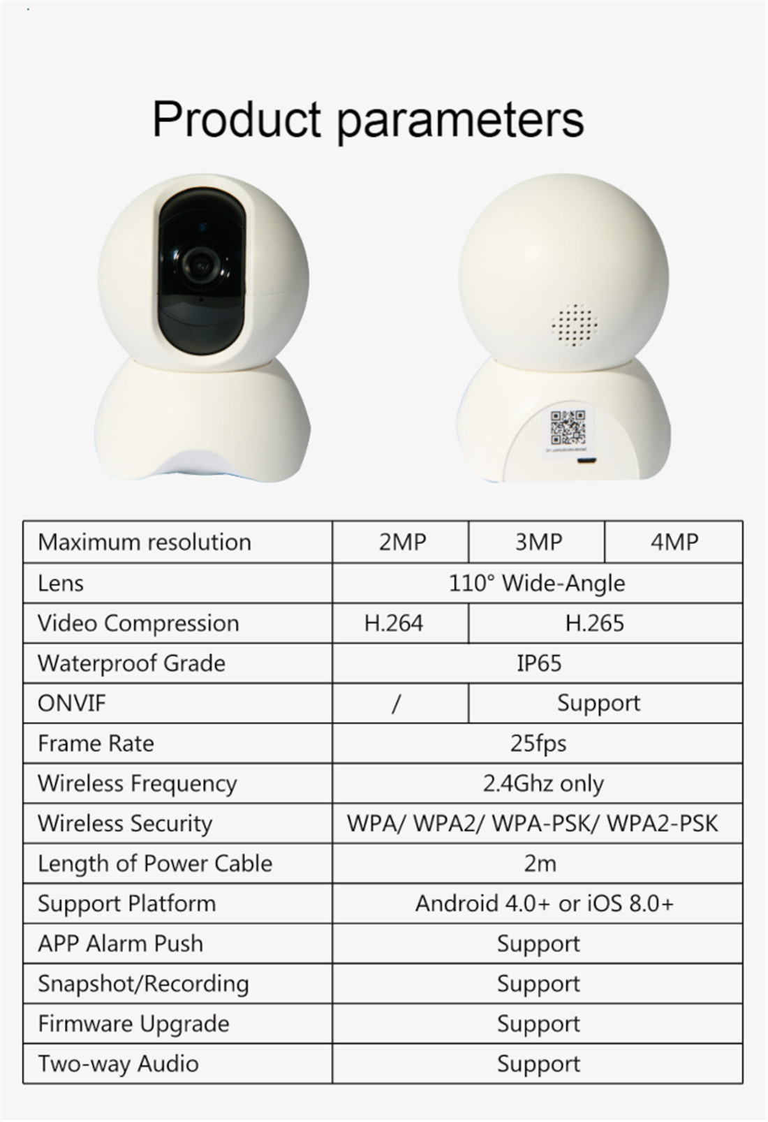 Hd Baby Monitoring Home Security Tuya Ip Wireless Wifi Smart Camera(JV-TY212QJ(Y31))