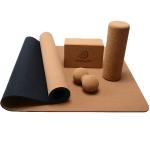 Custom Non Slip Cork Fitness Sets Including Double Balls Back Massage Roller