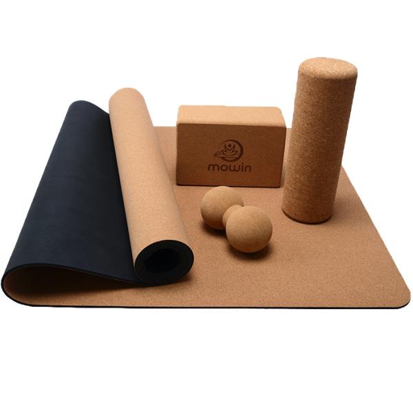 Custom Non Slip Cork Fitness Sets Including Double Balls Back Massage Roller