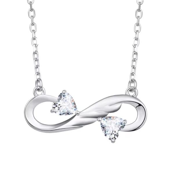 YASVITTI 925 Sterling Silver Infinity Heart Necklace Heart Cubic Zircon Luxury