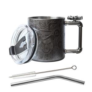 China 12oz Double Walled Stainless Steel Coffee Mug With Handle For Office factory