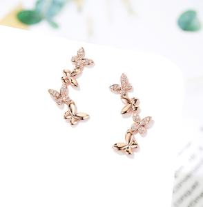 China Pandora Earrings Butterfly Earrings 18K Gold Diamond Earrings For Women factory