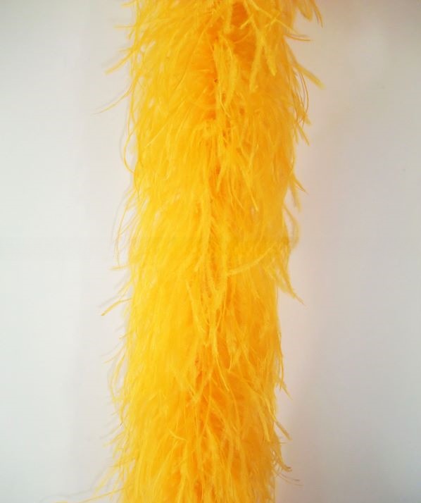 Dyed Pattern Ostrich Feather Boa Scarf 4 Layers Yellow Green For Party Decorations