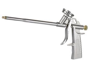 China Nickel Plated Coated Foam Gun Silver Wholly Polyurethane Electric Silicone Caulking Tool factory