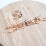 Round Laser Logo Table Bamboo Drink Coasters Funny Housewarming Gift