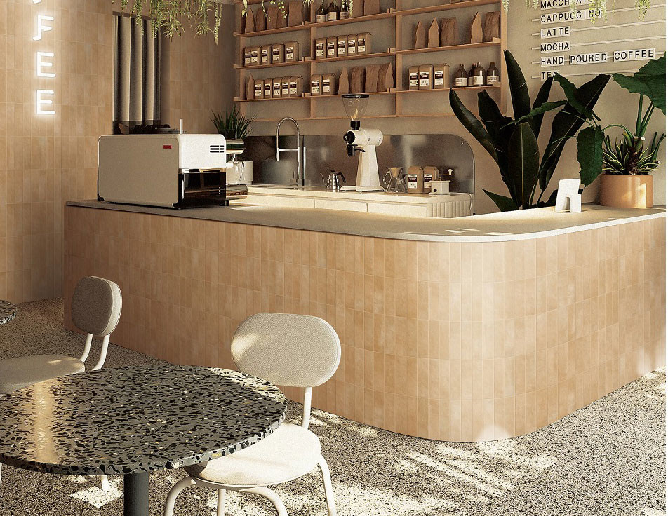 Non-Slip Indoor Tiles And Textured Ceramic Wall Tiles For Living Room 400x800mm Light Brown