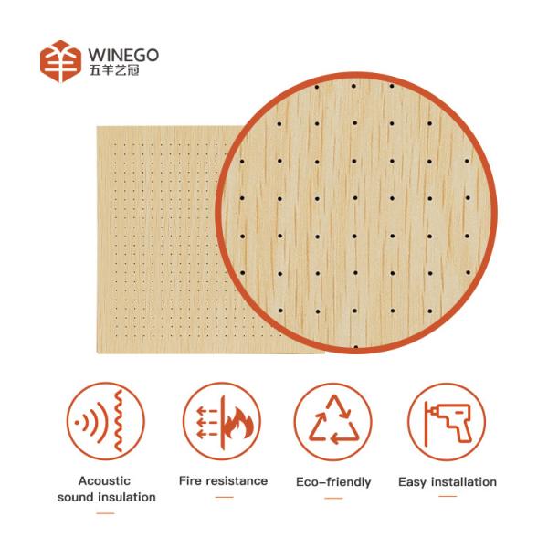 Micro Perforated Acoustic Wall Wood Panels , Decorative Sound Proof Panels 0.65