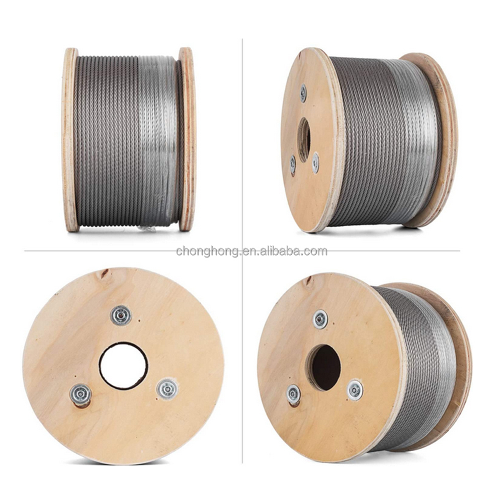 Stainless Steel Cable Wire Rope Slings 500FT 1000FT 1/8" 3/16" 1/4" 7*7 7*19 1770Mpa-2160Mpa Tensile Strength for Hoisting