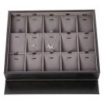 Black Leather Jewelry Storage Box , Jewelry Display Carrying Case Eco - Friendly