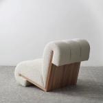 Fabric Leisure Chair White Teddy Plush Curved Leisure Chair Living Room Sofa