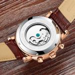 KINYUED moon phase skeleton watch tourbillon mens automatic mechanical watch