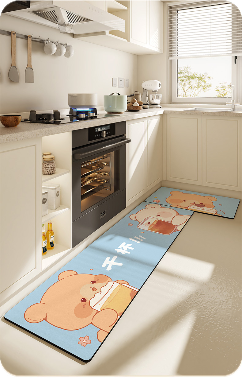 Custom Cartoon Animal Kitchen Waterproof Anti-oil Mat for Scrubbing and Fatigue Relief