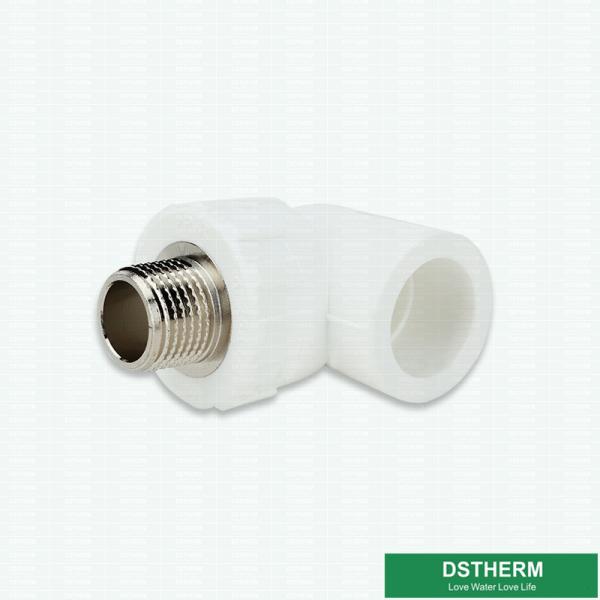 White Polypropylene Pipe Fittings 90°Male Threaded Elbow Ppr Water Pipe Heat