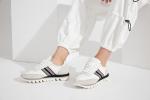 Soft Leather Womens Leisure Shoes 3mm Flat White Slip On Athletic Shoes
