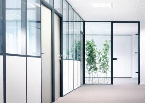 China Aluminum Frame Acoustic Glass Partition Wall System 90mm Thickness For Offices factory