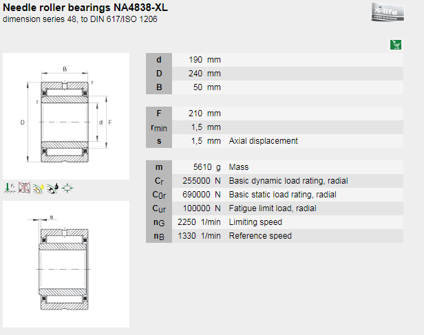 NA 4838 Full Complement Bearings 190x240x50 mm Needle Roller Bearing NA4838 Needle Roller Bearing