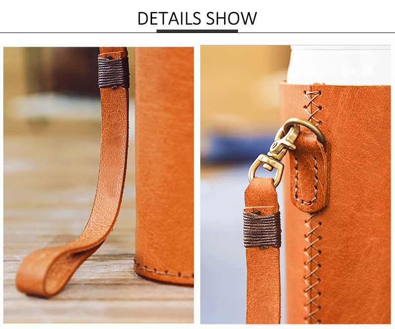 Durable Leather Hot Water Bottle Cooler Sleeve Pure Color Blank