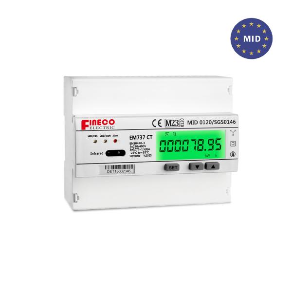 EM737 CT 3*230/400V 1.5(6)A smart kwh meter MID approved bi-directional modbus