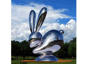 China Outdoor Decorative Mirror Stainless Steel Animal Rabbit Sculpture factory