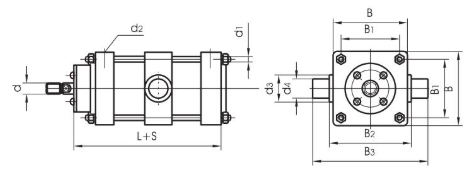 QGA QGB Big Bore Air Cylinder 32 to 400 with Cushion and CA CB TC Flange