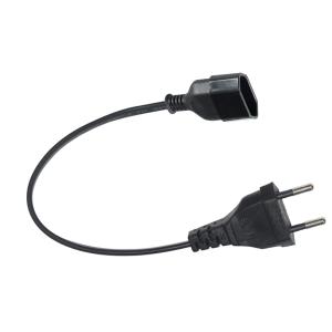 EU 2-Pin Extension Cord 1.2M Black PVC Power Cable
