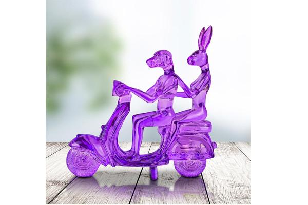 Contemporary Garden Art Transparent Resin Rabbit Dog Outdoor Fiberglass