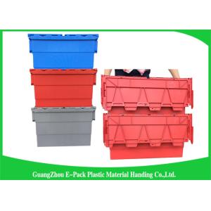 Red Plastic Attached Lid Containers / 43L Plastic Storage Bins