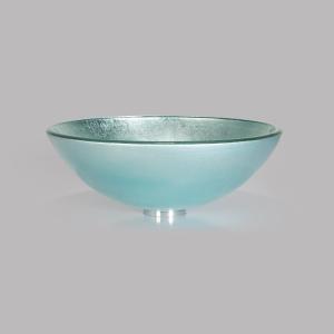 China Round Silver Tempered Glass Sink Bathroom Countertop Wash Basin factory