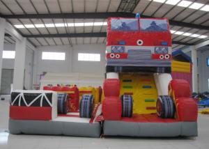 China Fire Fighting Fun City Commercial Bounce House , High Slide Big Blow Up Bounce House factory