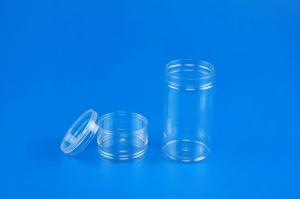 China Cylinder Shape Plastic Screw Top Jars Transparent Color Food Grade Material factory