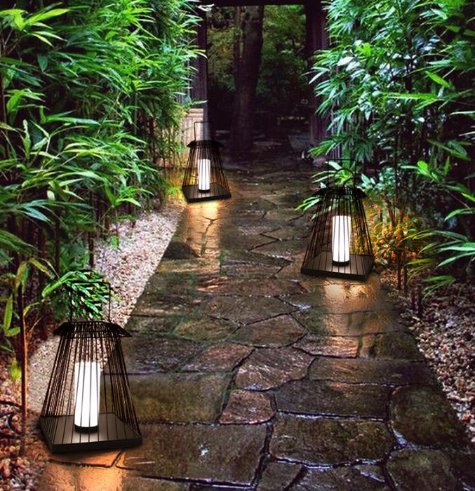 Creative Rattan Floor Lantern Lamp E27 Base For Outdoor Garden