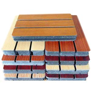 China Indoor Veneer Finish Wooden Grooved Acoustic Panel Fire Retardant factory