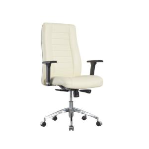 China 28KG Leather Office Swivel Chairs PU Armrest Convertible White Leather Executive Office Chair factory