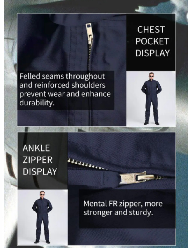 93% Nomex Safety Flame Retardant Overalls Antistatic Fire Retardant Boiler Suit