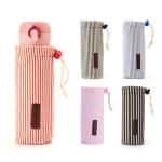 Waterproof Cotton Drawstring Stripe Water Glass Bottle Cover Carry Bag