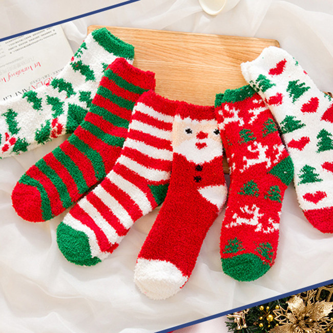Christmas Indoor Warm Home Socks Knitted Thick Warm Fuzzy Socks
