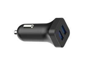 China RoHs Certificated 12VDC - 24VDC USB Car Charger Dual USB Port 5V 2.4A factory