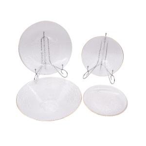 China 4mm Thick Texture Transparent Glass Plate Cutlery Set factory